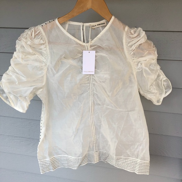 Ulla Johnson Silk Blouse White Sheer Celia NWT4 - Picture 3 of 8
